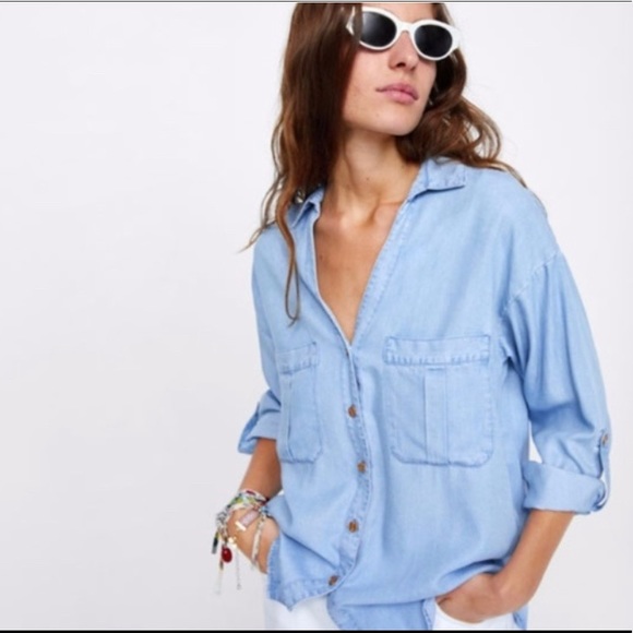 Zara | Tops | Zara Tencel Chambray 